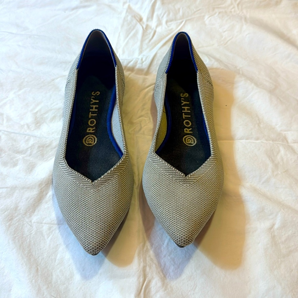 Rothy’s Gray birds eye pointed flats size 8.5